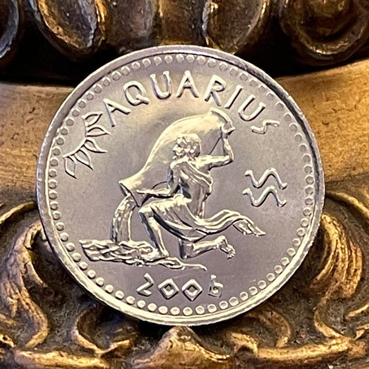 Aquarius 10 Shillings Somaliland Authentic Coin Money for Jewelry and Craft Making (Zodiac Series) (Astrology) (Water Carrier) Ganymede