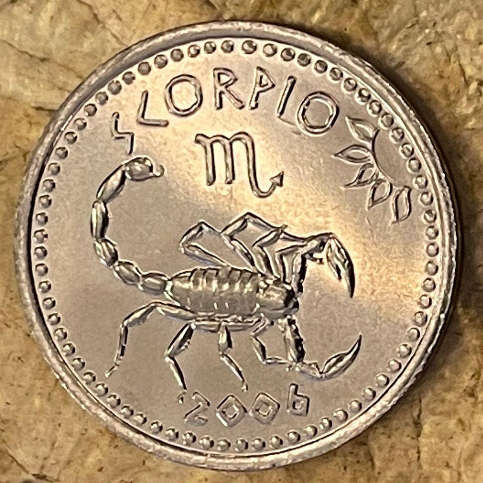 Scorpio 10 Shillings Somaliland Authentic Coin Money for Jewelry and Craft Making (Zodiac Series) (Astrology) Scorpion