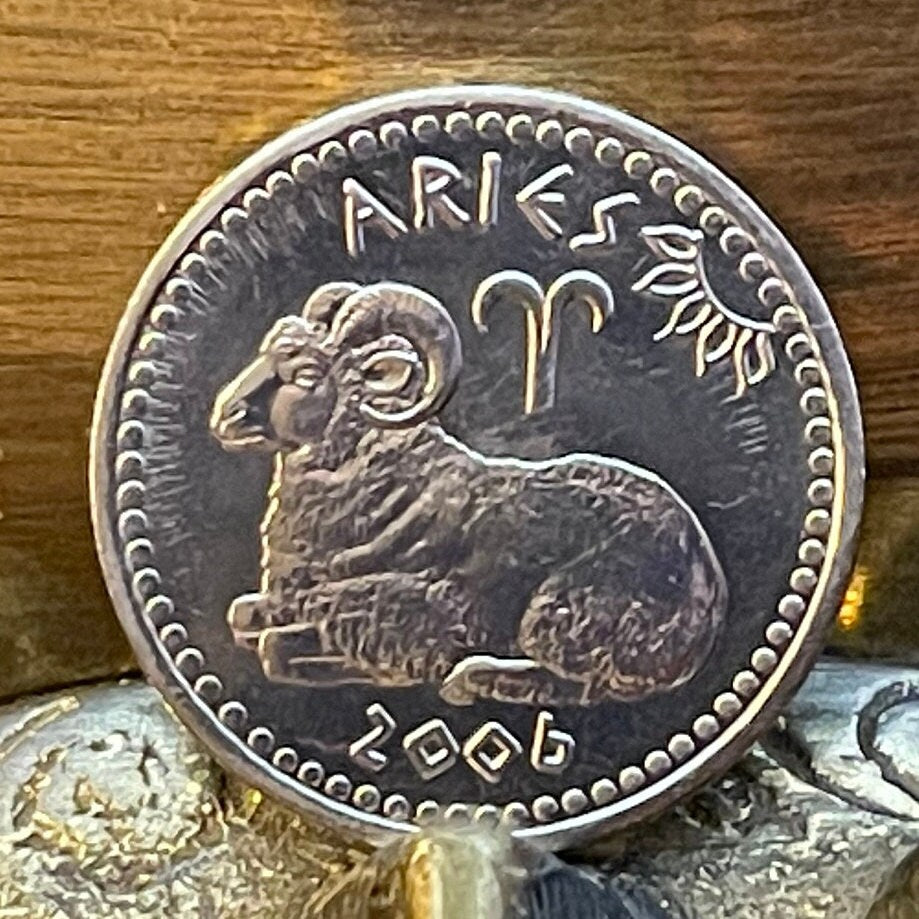 Aries the Ram 10 Shillings Somaliland Authentic Coin Money for Jewelry and Crafts (Zodiac) Jason (Medea) (Astrology) (Golden Fleece)