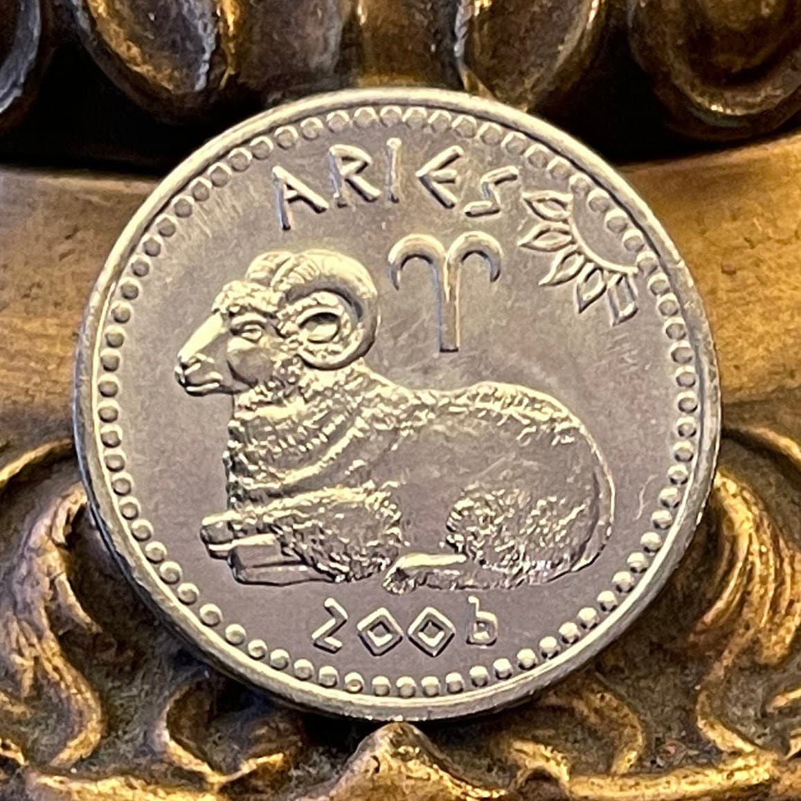 Aries the Ram 10 Shillings Somaliland Authentic Coin Money for Jewelry and Crafts (Zodiac) Jason (Medea) (Astrology) (Golden Fleece)
