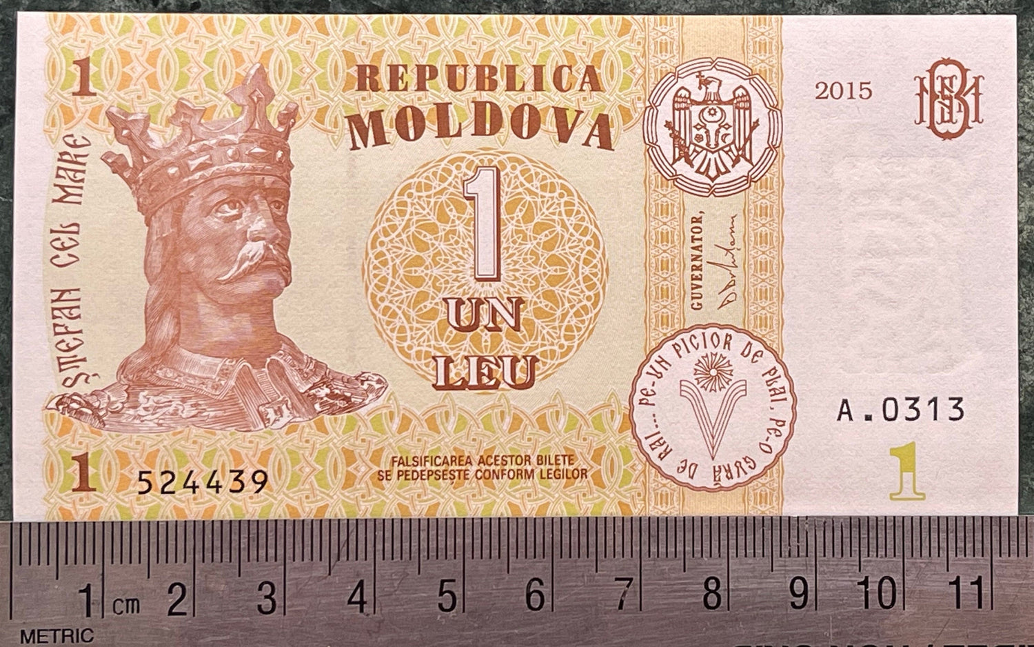 Saint Stephen the Great & Căpriana Monastery 1 Leu Moldova Authentic Banknote for Jewelry and Collage (Romania) Dormition of Virgin Mary