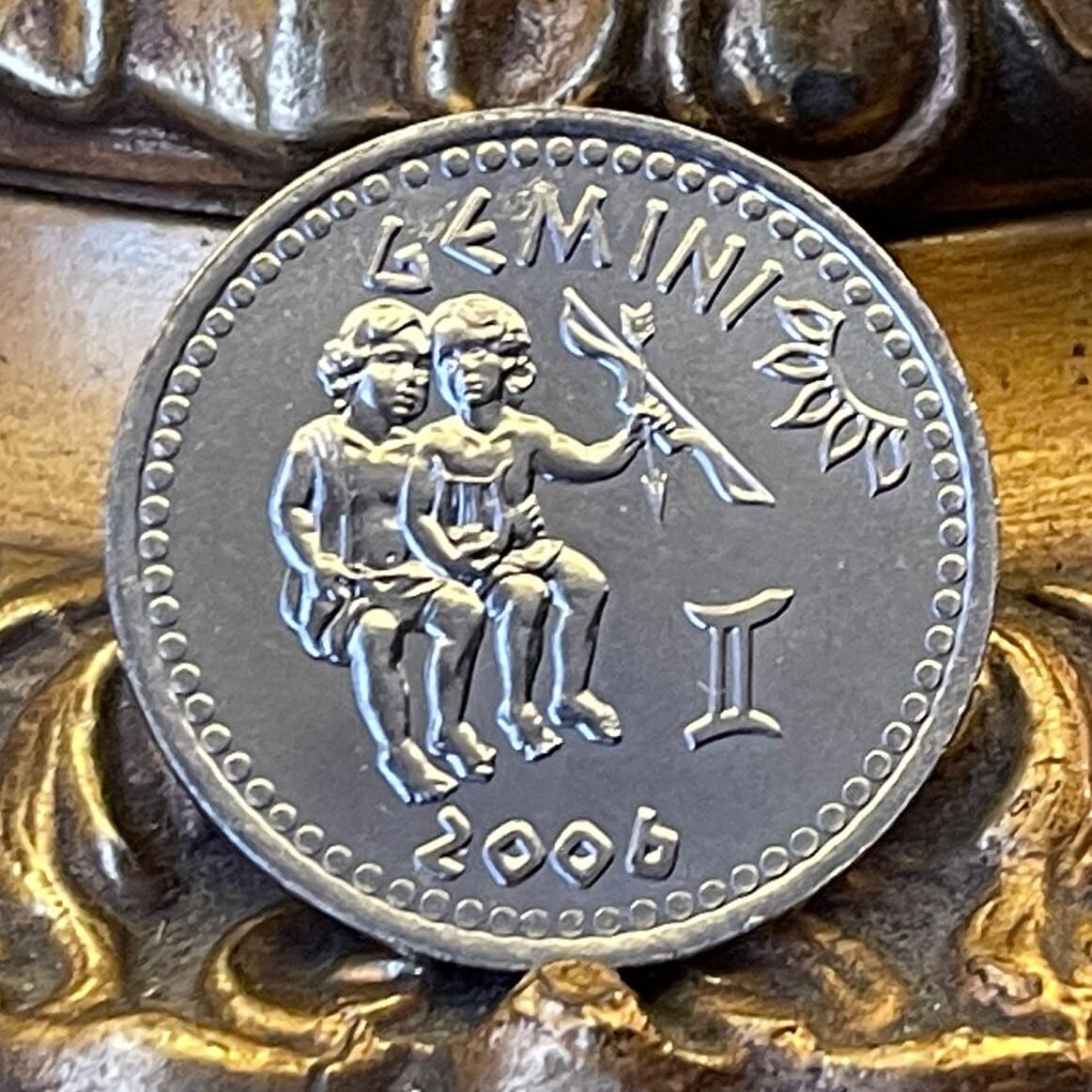 Gemini the Twins 10 Shillings Somaliland Authentic Coin Money for Jewelry and Crafts (Zodiac Series) (Astrology) (Castor) (Pollux) Dioscuri