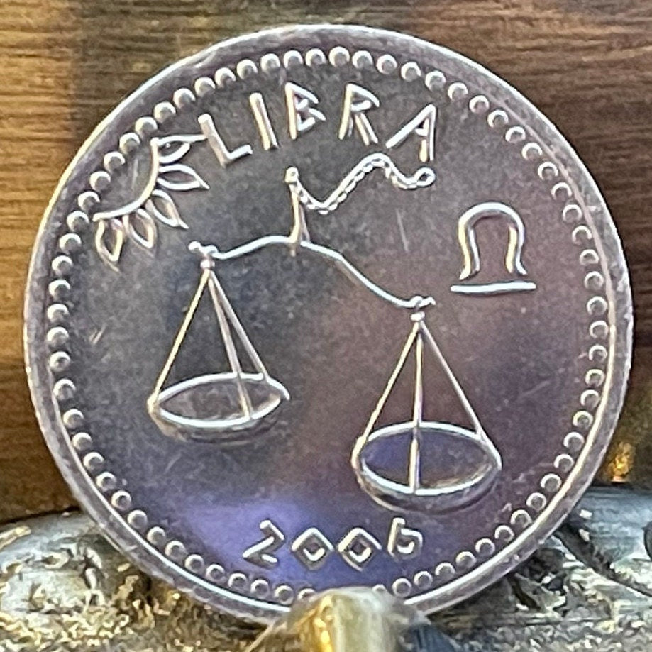 Libra 10 Shillings Somaliland Authentic Coin Money for Jewelry and Craft Making (Zodiac Series) Scales (Astrology) Themis (Justice) Balance