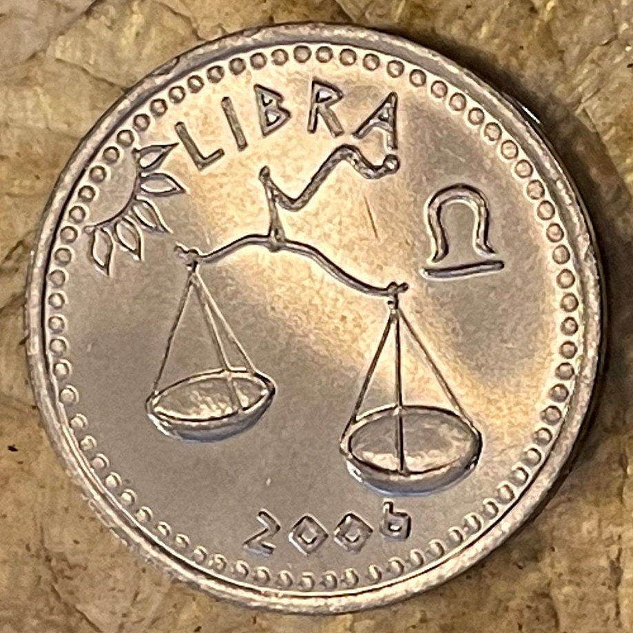 Libra 10 Shillings Somaliland Authentic Coin Money for Jewelry and Craft Making (Zodiac Series) Scales (Astrology) Themis (Justice) Balance