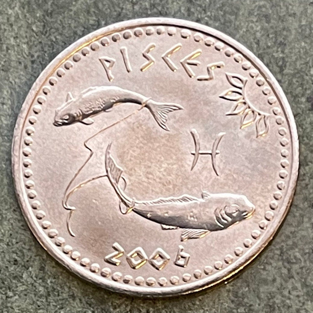Pisces the Fish 10 Shillings Somaliland Authentic Coin Money for Jewelry and Craft Making (Zodiac Series) (Astrology) (Christian Era)