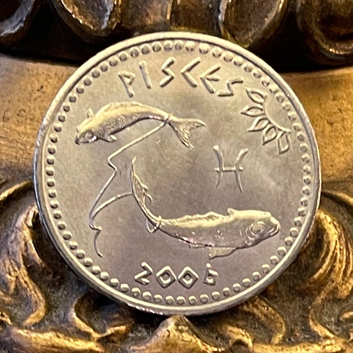 Pisces the Fish 10 Shillings Somaliland Authentic Coin Money for Jewelry and Craft Making (Zodiac Series) (Astrology) (Christian Era)