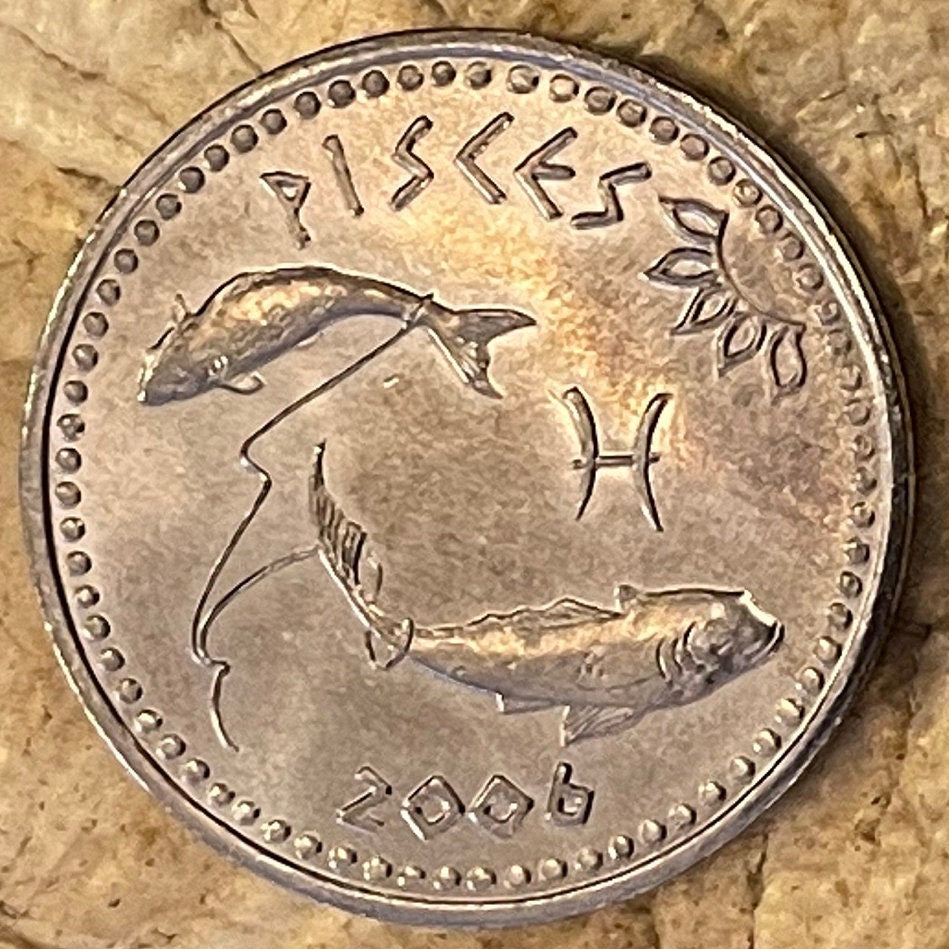 Pisces the Fish 10 Shillings Somaliland Authentic Coin Money for Jewelry and Craft Making (Zodiac Series) (Astrology) (Christian Era)