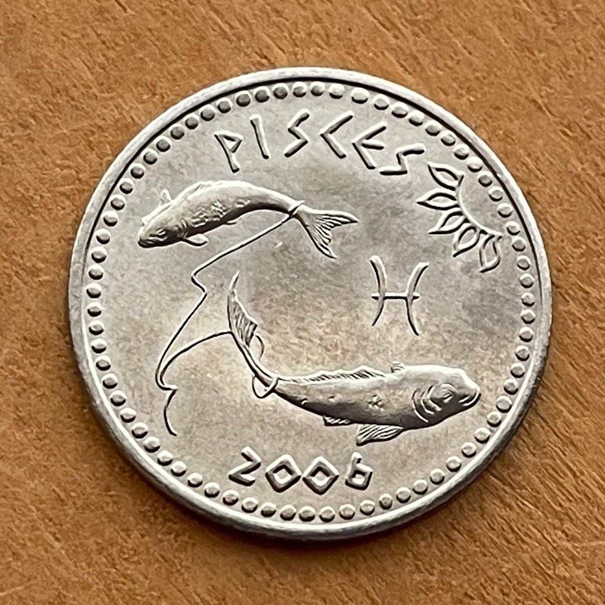 Pisces the Fish 10 Shillings Somaliland Authentic Coin Money for Jewelry and Craft Making (Zodiac Series) (Astrology) (Christian Era)