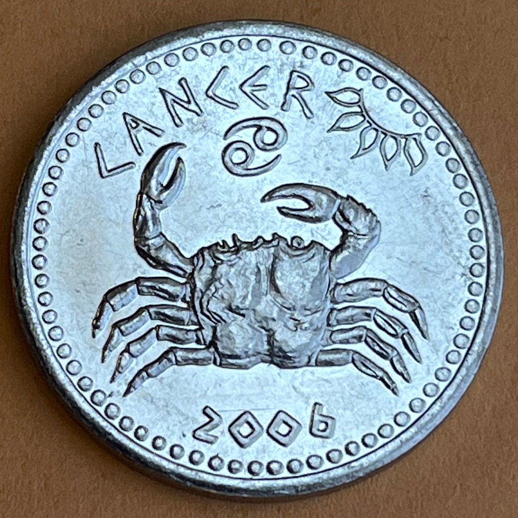 Cancer the Crab 10 Shillings Somaliland Authentic Coin Money for Jewelry and Craft Making (Zodiac Series) (Astrology)
