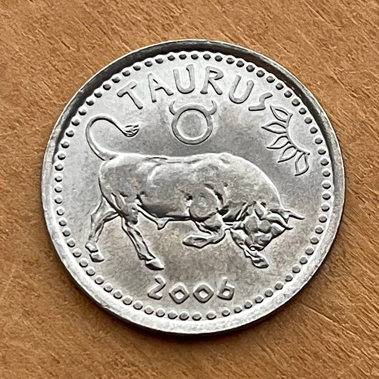 Taurus the Bull 10 Shillings Somaliland Authentic Coin Money for Jewelry and Craft Making (Zodiac Series) (Astrology) Bull of Heaven