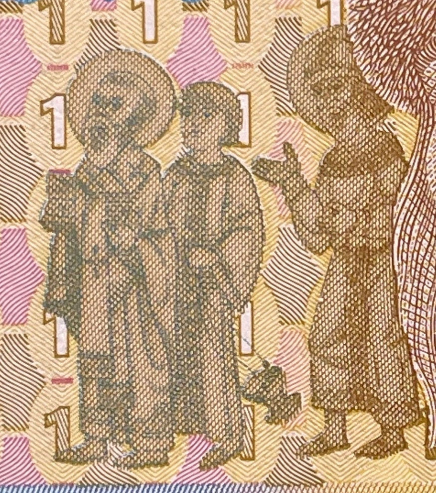 Saint Vladimir the Great and St Theodore & Church of the Tithes 1 Hryvnia Ukraine Authentic Banknote Money for Collage (Falcon)