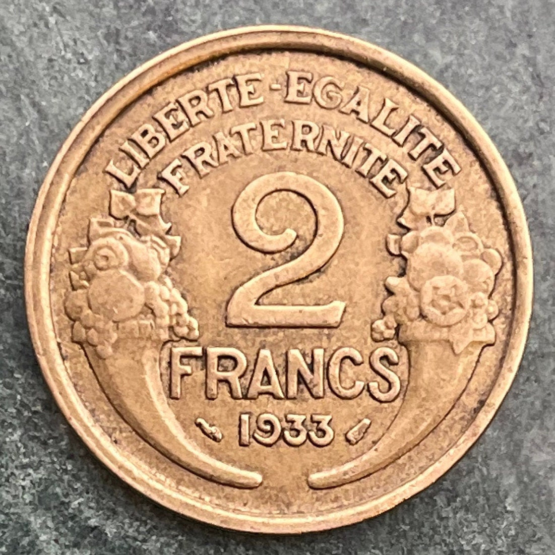 Marianne 2 Francs & Liberté, Égalité, Fraternité France Authentic Coin Money for Jewelry (Liberty Equality Brotherhood) (Third Republic)