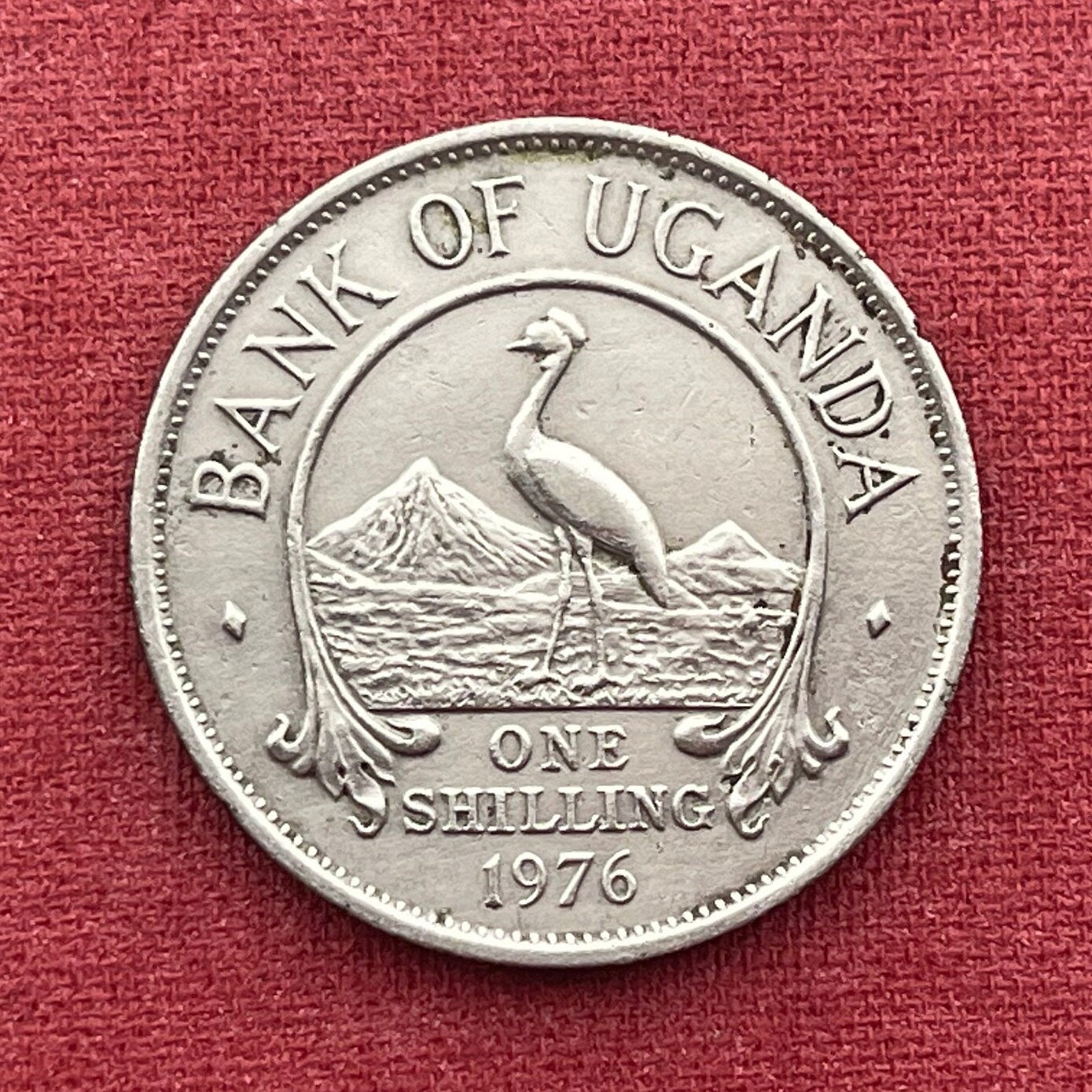 Mountains of the Moon & Crested Crane 1 Shilling Uganda Authentic Coin Money for Jewelry (Rwenzori Mountains) (Nile) (Grateful Dead)