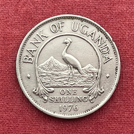 Mountains of the Moon & Crested Crane 1 Shilling Uganda Authentic Coin Money for Jewelry (Rwenzori Mountains) (Nile) (Grateful Dead)