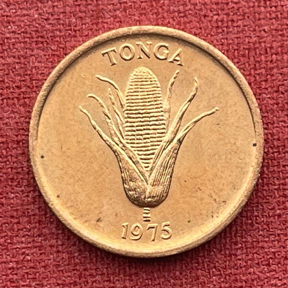 Sow Pig & Ear of Corn 1 Seniti Tonga Authentic Coin Charm for Jewelry and Craft Making (Grow More Food) Fertility Penny (Bacon Ham Pork)