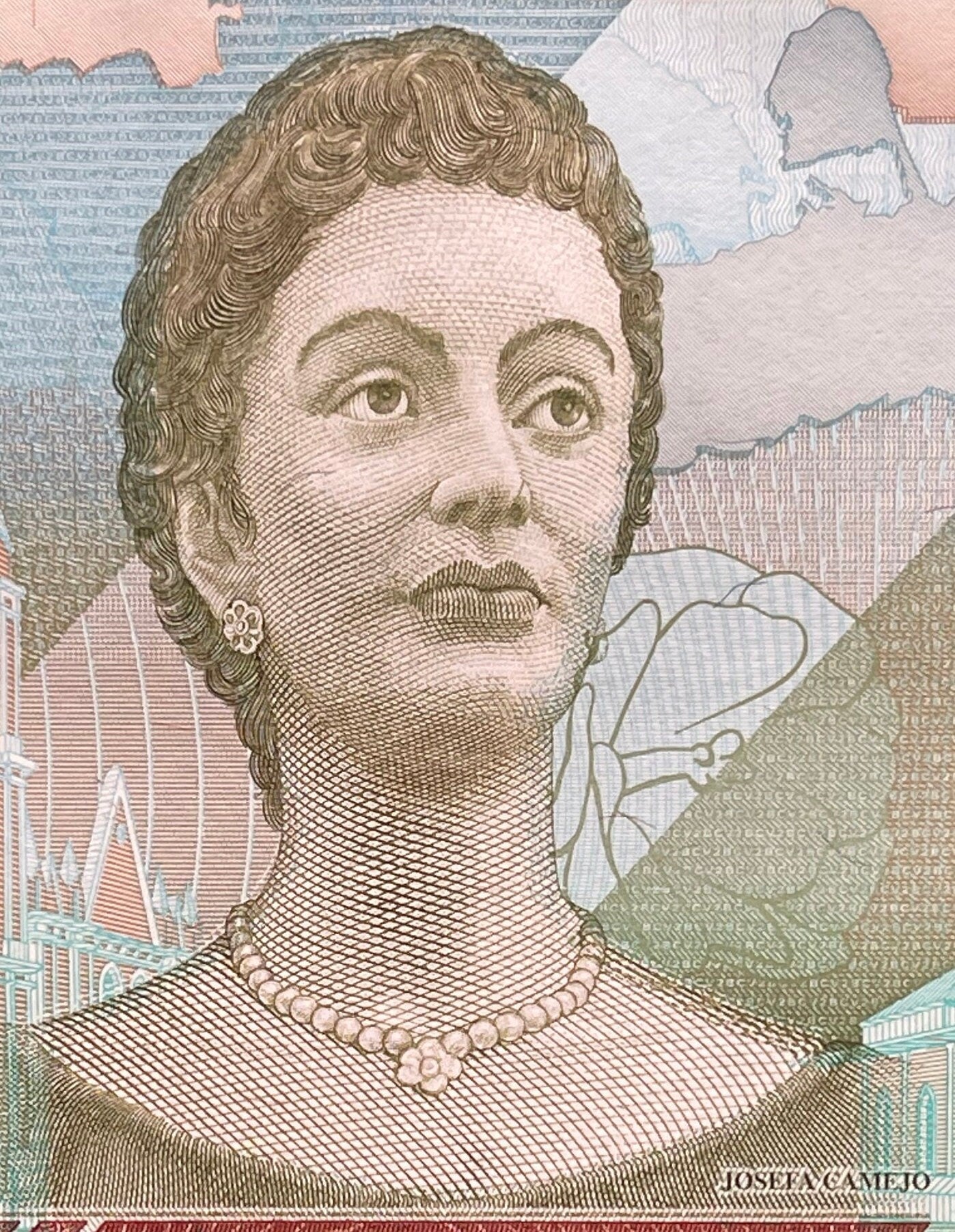 Doña Ignacia Josefa Camejo & Yellow-Crowned Parrot 2 Bolívares Venezuela Authentic Banknote Money for Collage (Revolutionary) (Lady Ardent)