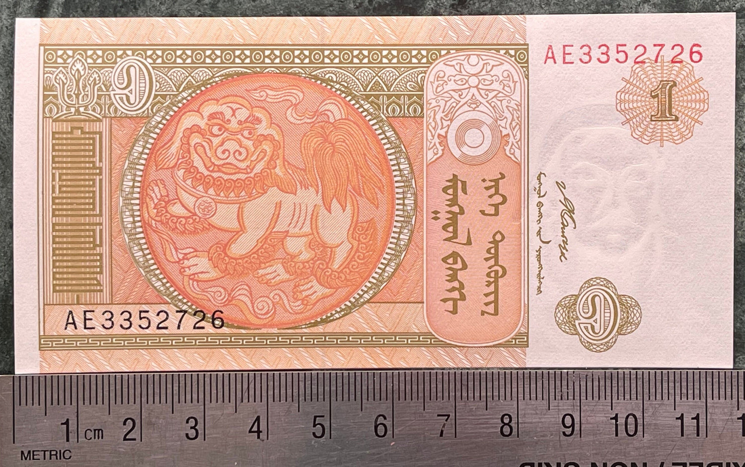 Chinthe Guardian Lion & Soyombo 1 Tögrög Mongolia Authentic Banknote Money for Jewelry and Collage (Paiza) (Genghis Khan)