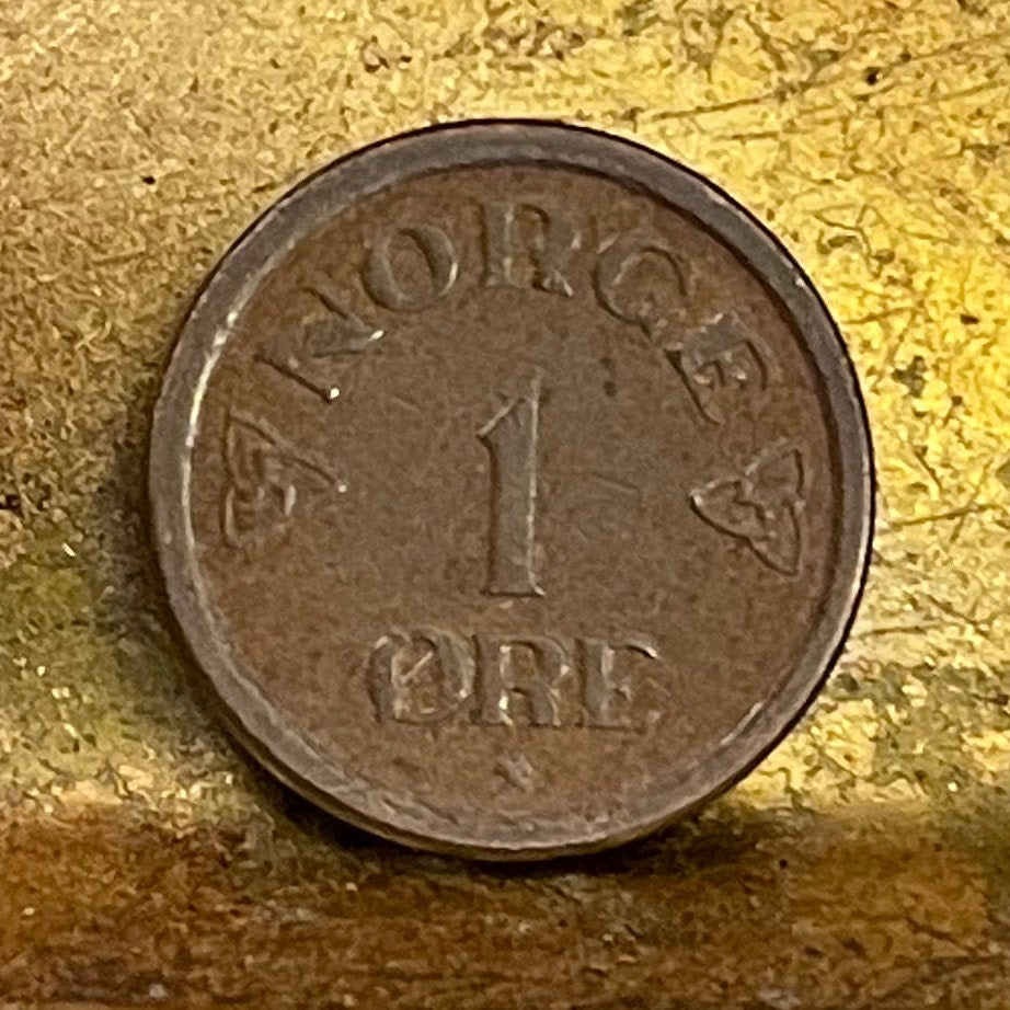 King Haakon 7 Monogram Norway 1 Ore Authentic Coin Charm for Jewelry and Craft Making (Haakon VII) (SMALL)