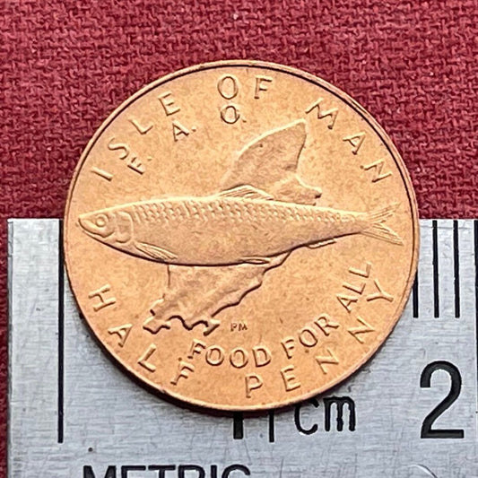 Atlantic Herring on Isle of Man Map Halfpenny Authentic Coin Money for Jewelry and Craft Making