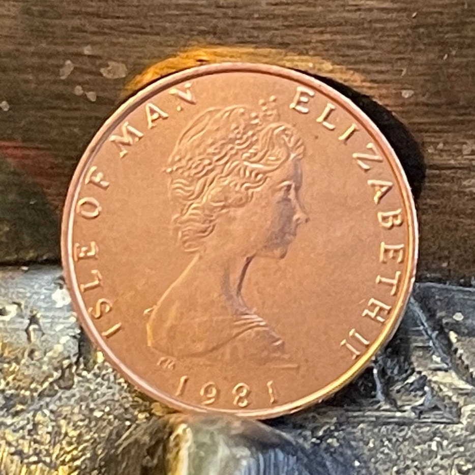 Atlantic Herring on Isle of Man Map Halfpenny Authentic Coin Money for Jewelry and Craft Making