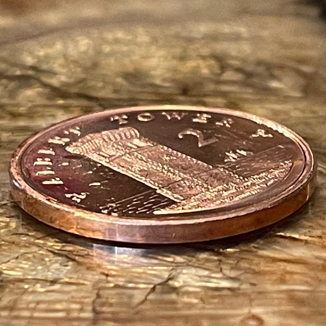 Albert Tower & Ship 2 Pence Isle of Man Authentic Coin Money for Jewelry and Craft Making (Prince Albert) (Lookout) (Watchtower)