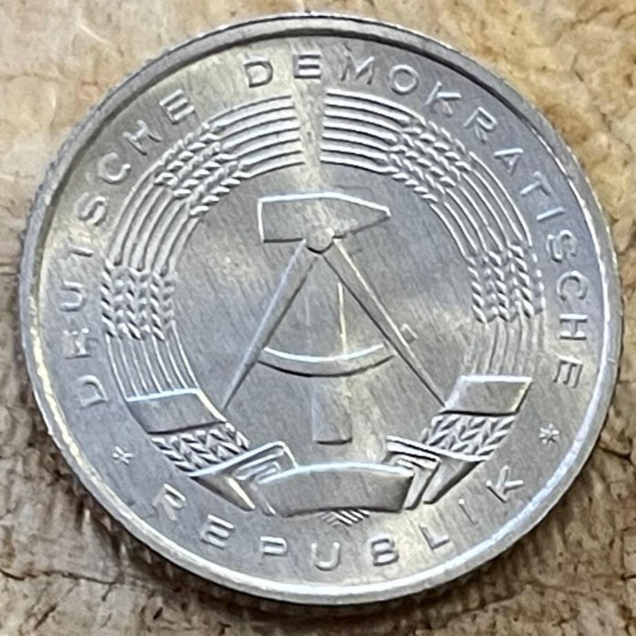 Hammer, Compass, Corn Wreath 50 Pfennig East Germany Authentic Coin Money for Jewelry and Craft Making (German Democratic Republic)