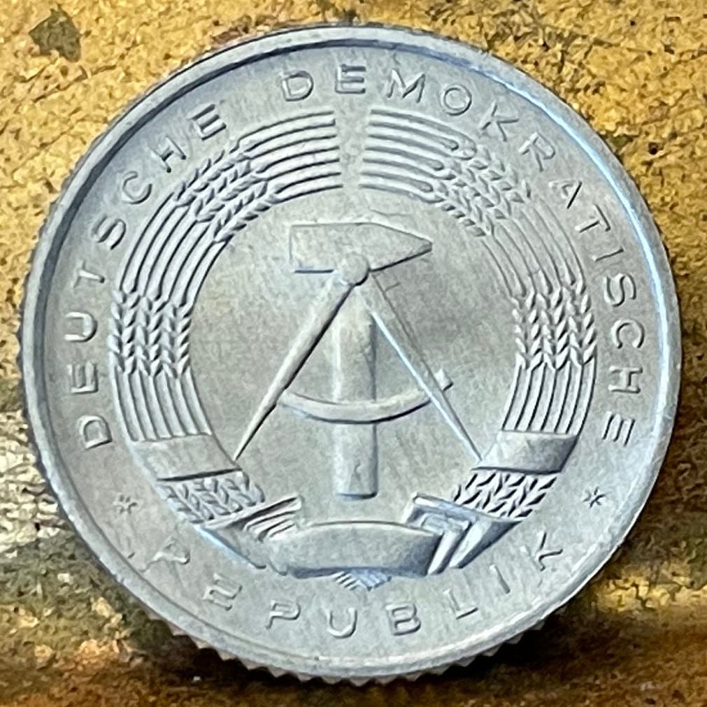 Hammer, Compass, Corn Wreath 50 Pfennig East Germany Authentic Coin Money for Jewelry and Craft Making (German Democratic Republic)