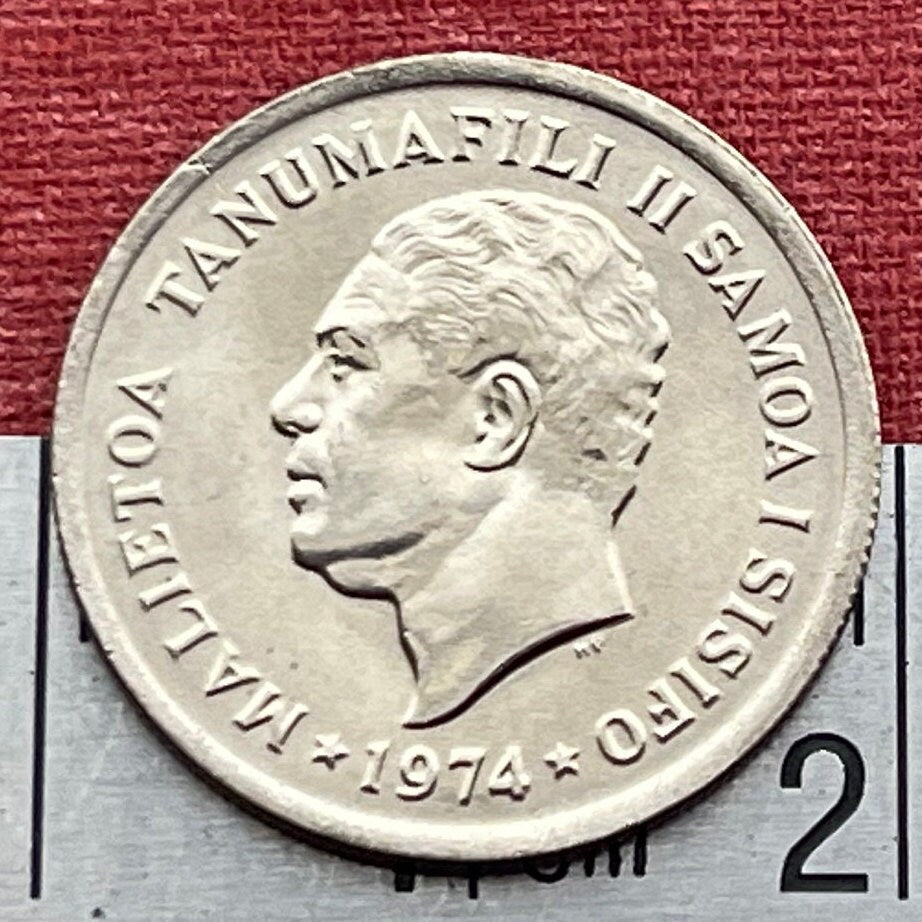 Pineapple & President-for-Life Malietoa Tanumafili II 5 Sene Samoa Authentic Coin Money for Jewelry and Craft Making