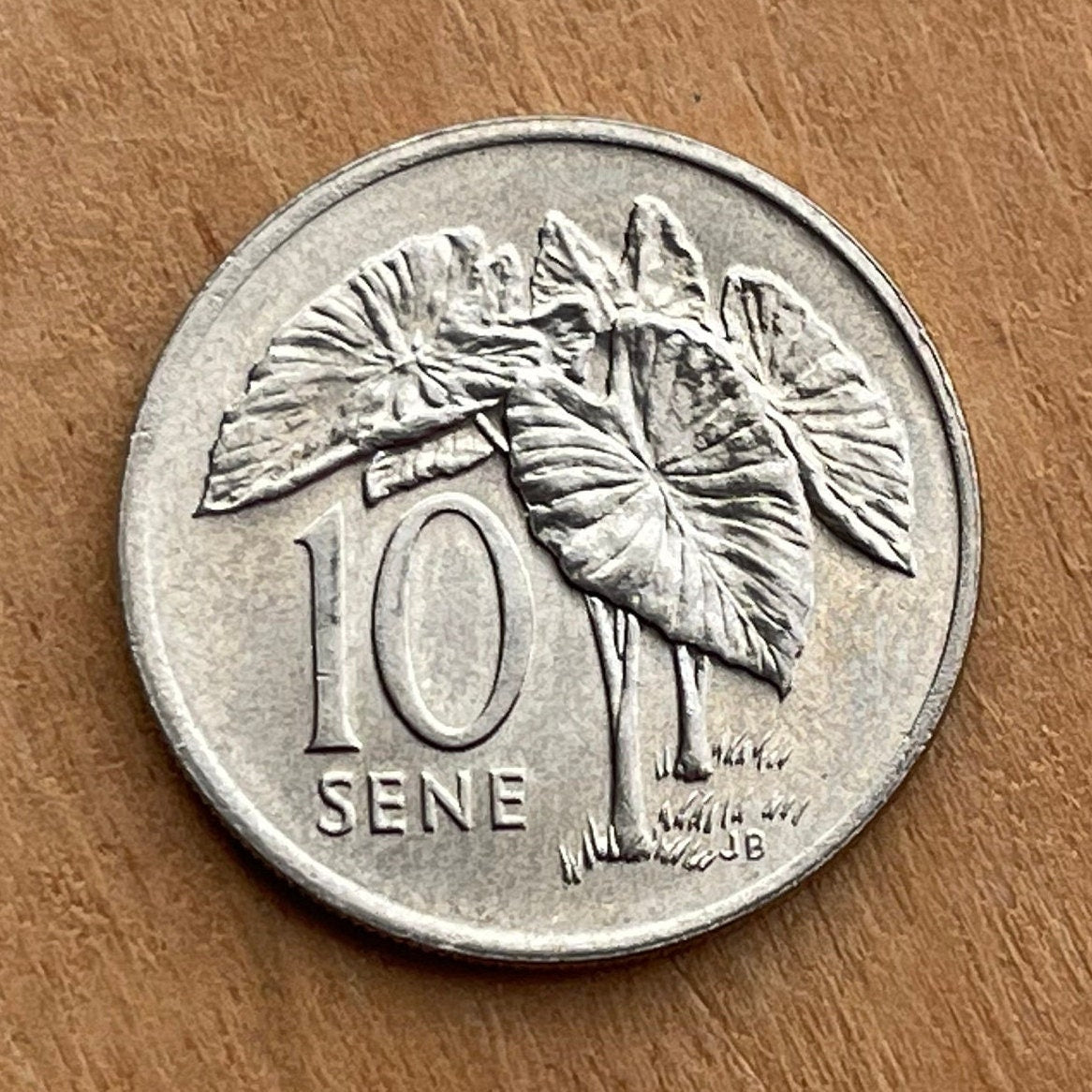 Taro Plant & President-for-Life Malietoa Tanumafili II 10 Sene Samoa Authentic Coin Money for Jewelry and Craft Making
