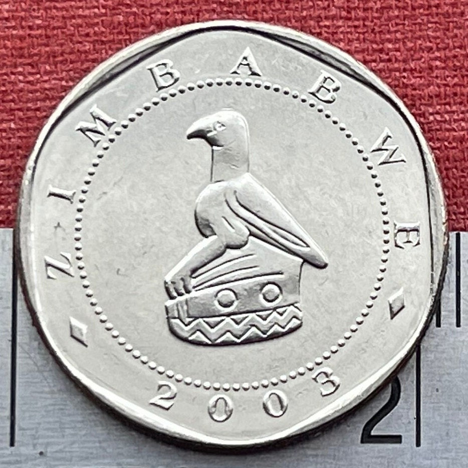 Cape Buffalo & Great Zimbabwe Bird 10 Dollars Zimbabwe Authentic Coin Money for Jewelry and Craft Making (Wild African Buffalo) (Shona)
