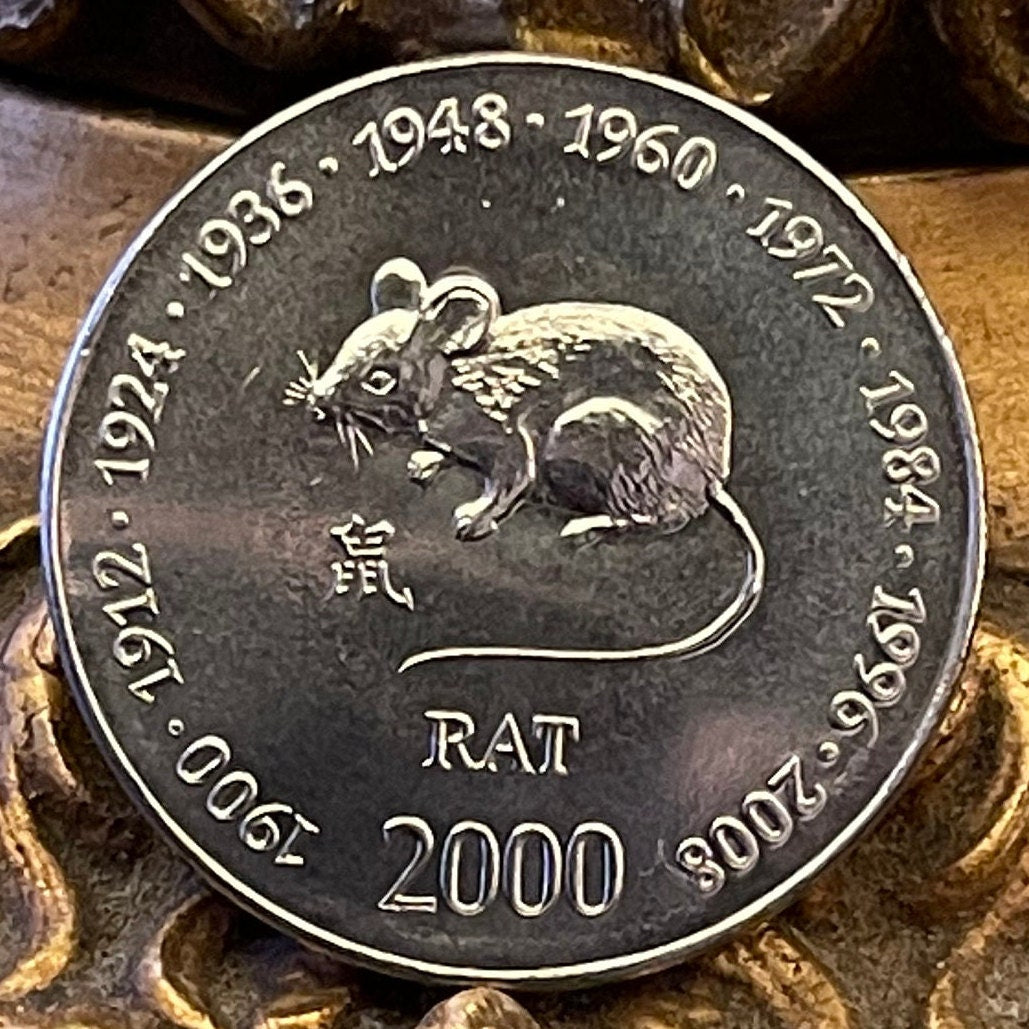 Year of the Rat Chinese Zodiac 10 Shillings Somalia Authentic Coin Money for Jewelry 1900 1912 1924 1936 1948 1960 1972 1984 1996 2008