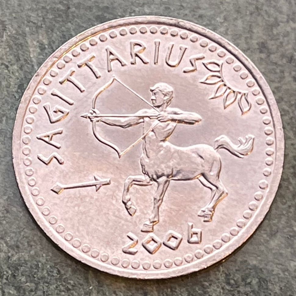 Sagittarius the Archer Centaur 10 Shillings Somaliland Authentic Coin Money for Jewelry and Craft Making (Zodiac Series) (Astrology) Chiron