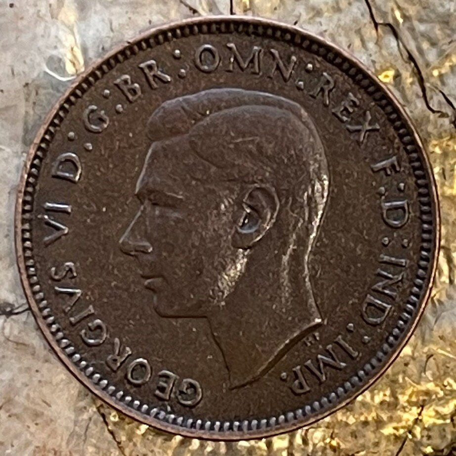 Eurasian Wren & King George VI 1 Farthing Great Britain Authentic Coin Money for Jewelry and Craft Making