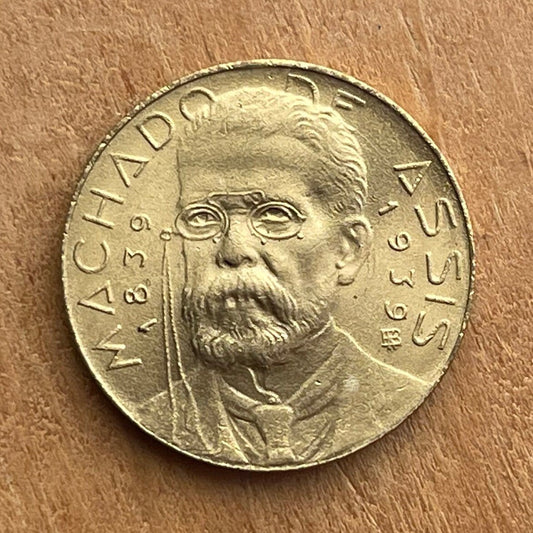 Author Machado de Assis & Marajoara Motif 500 Réis Brazil Authentic Coin Money for Jewelry (Pre-Columbian) (Matrilineal) (Goddess) (1939)