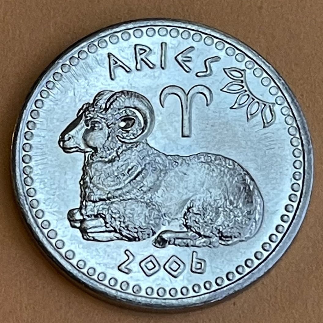 Aries the Ram 10 Shillings Somaliland Authentic Coin Money for Jewelry and Crafts (Zodiac) Jason (Medea) (Astrology) (Golden Fleece)