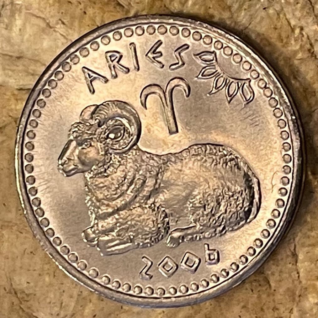 Aries the Ram 10 Shillings Somaliland Authentic Coin Money for Jewelry and Crafts (Zodiac) Jason (Medea) (Astrology) (Golden Fleece)