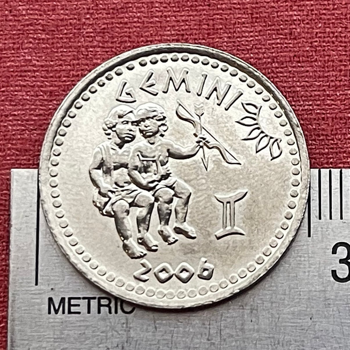 Gemini the Twins 10 Shillings Somaliland Authentic Coin Money for Jewelry and Crafts (Zodiac Series) (Astrology) (Castor) (Pollux) Dioscuri