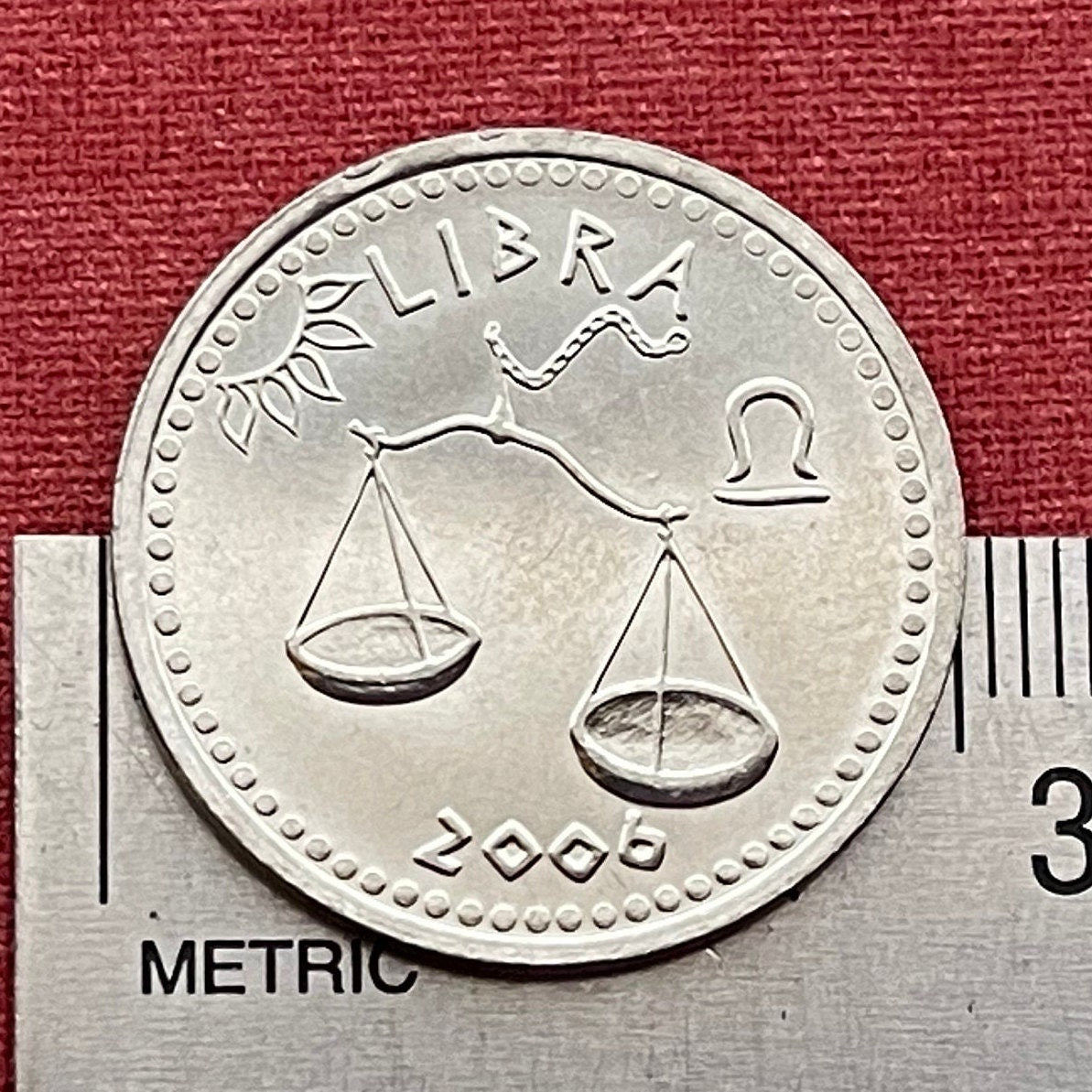 Libra 10 Shillings Somaliland Authentic Coin Money for Jewelry and Craft Making (Zodiac Series) Scales (Astrology) Themis (Justice) Balance