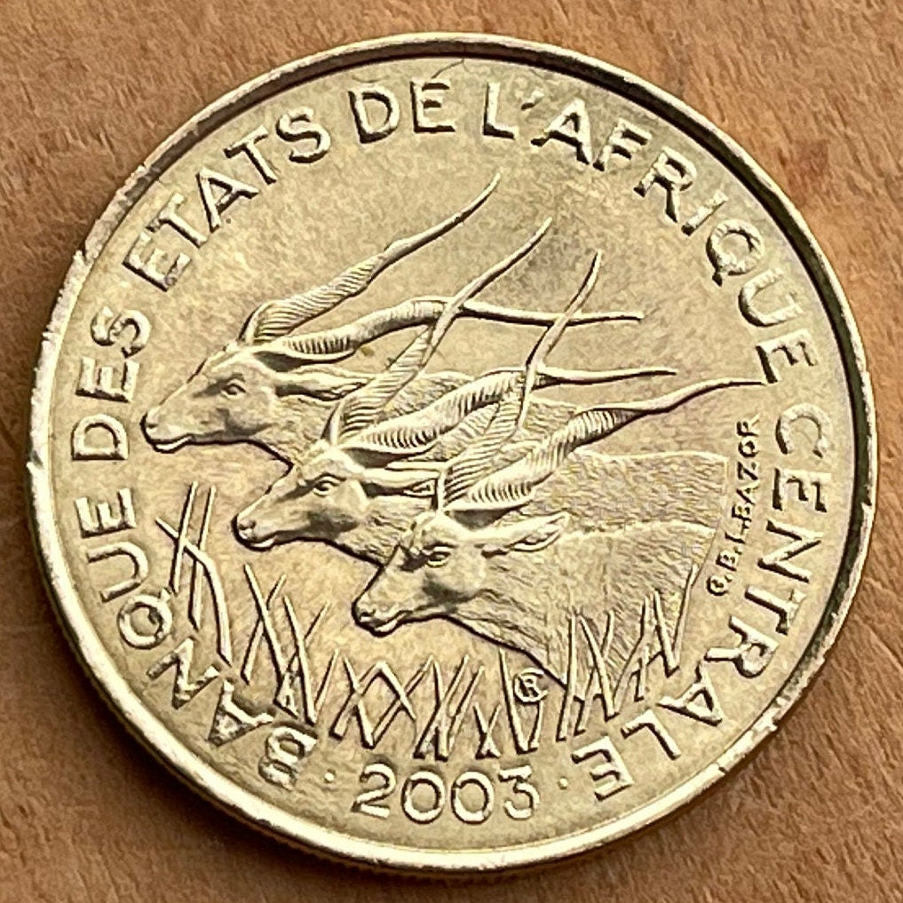 Giant Elands 25 Francs Central African States Authentic Coin Money for Jewelry and Craft Making (Lord Derby Eland) 2003
