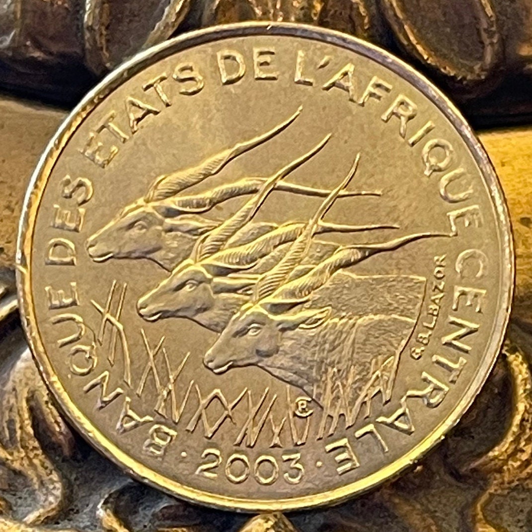 Giant Elands 25 Francs Central African States Authentic Coin Money for Jewelry and Craft Making (Lord Derby Eland) 2003