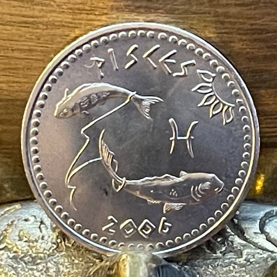 Pisces the Fish 10 Shillings Somaliland Authentic Coin Money for Jewelry and Craft Making (Zodiac Series) (Astrology) (Christian Era)