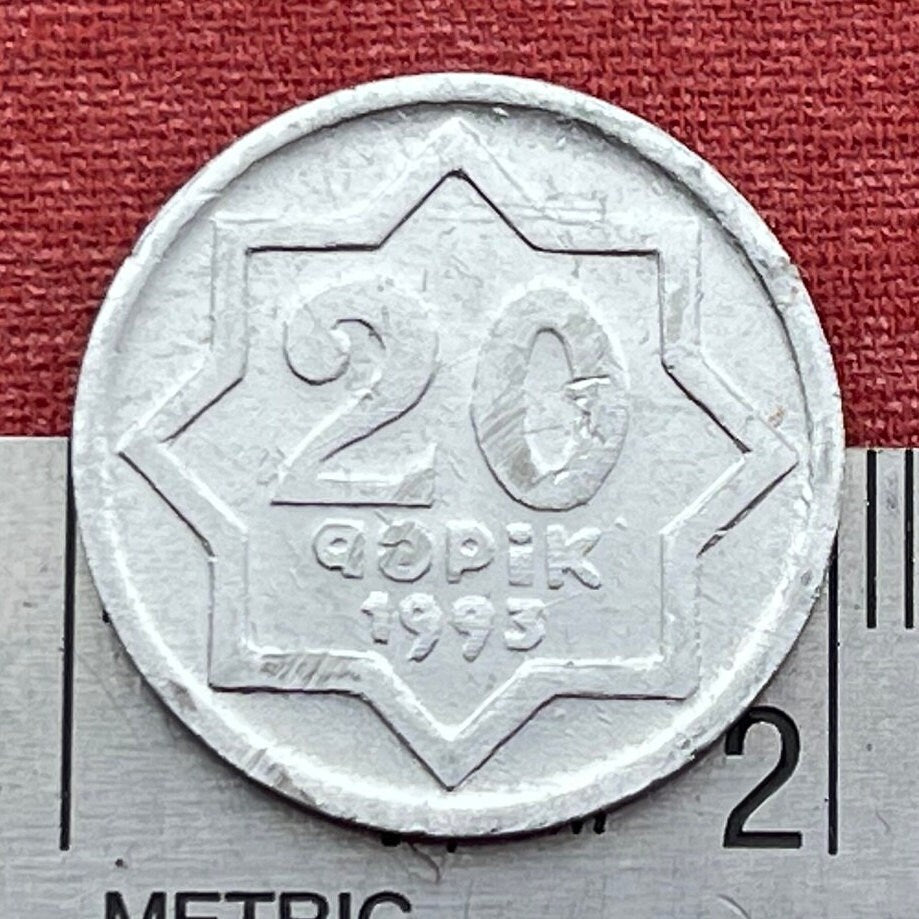 Star and Crescent 20 Qapik Azerbaijan Authentic Coin Money for Jewelry and Craft Making (Ottoman Empire) (Eight Pointed Star)