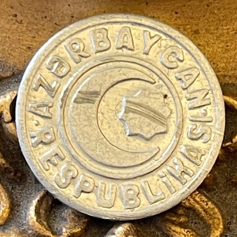 Star and Crescent 20 Qapik Azerbaijan Authentic Coin Money for Jewelry and Craft Making (Ottoman Empire) (Eight Pointed Star)