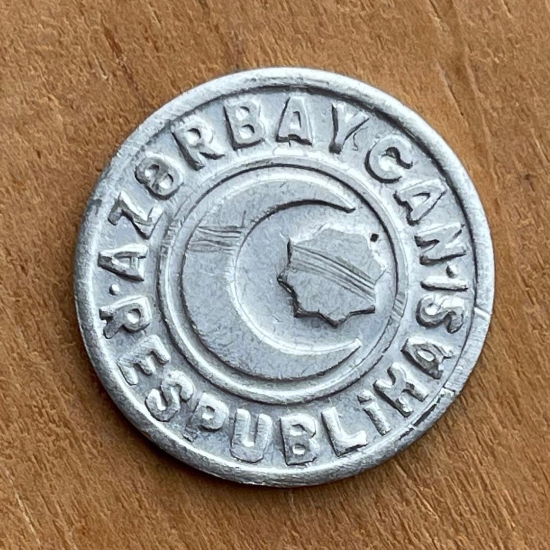 Star and Crescent 20 Qapik Azerbaijan Authentic Coin Money for Jewelry and Craft Making (Ottoman Empire) (Eight Pointed Star)