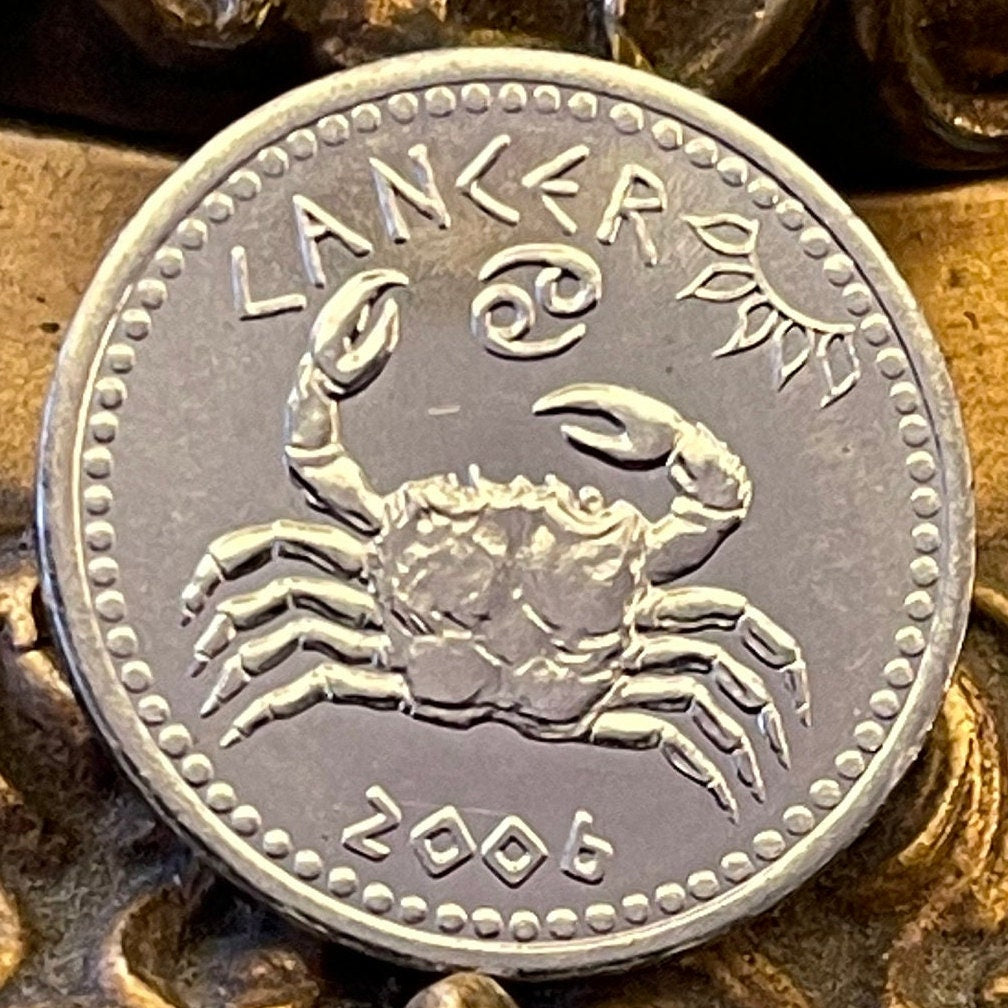 Cancer the Crab 10 Shillings Somaliland Authentic Coin Money for Jewelry and Craft Making (Zodiac Series) (Astrology)