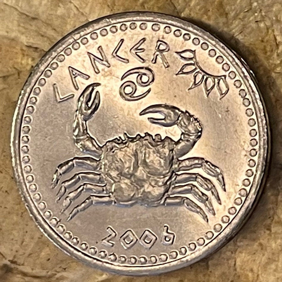 Cancer the Crab 10 Shillings Somaliland Authentic Coin Money for Jewelry and Craft Making (Zodiac Series) (Astrology)