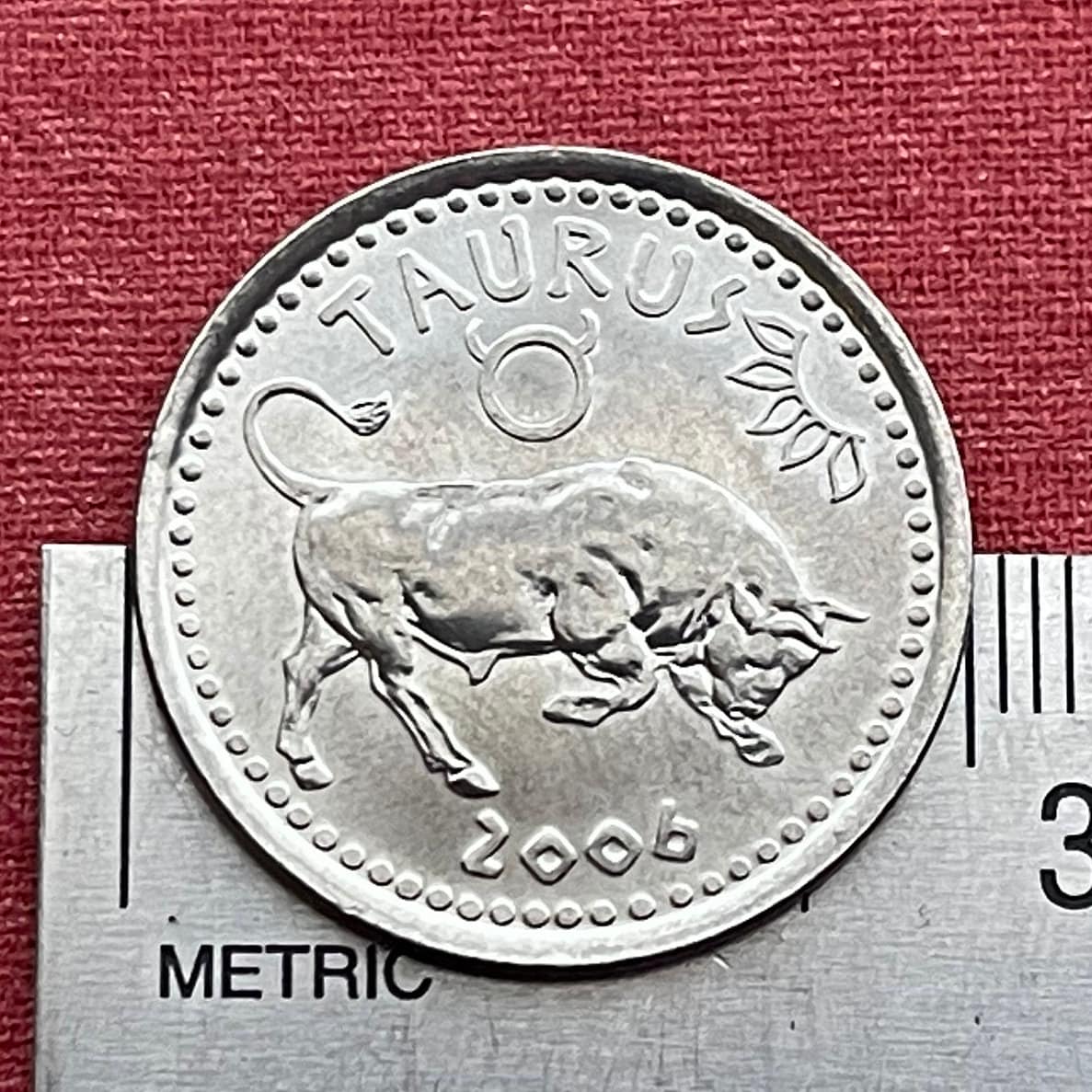 Taurus the Bull 10 Shillings Somaliland Authentic Coin Money for Jewelry and Craft Making (Zodiac Series) (Astrology) Bull of Heaven