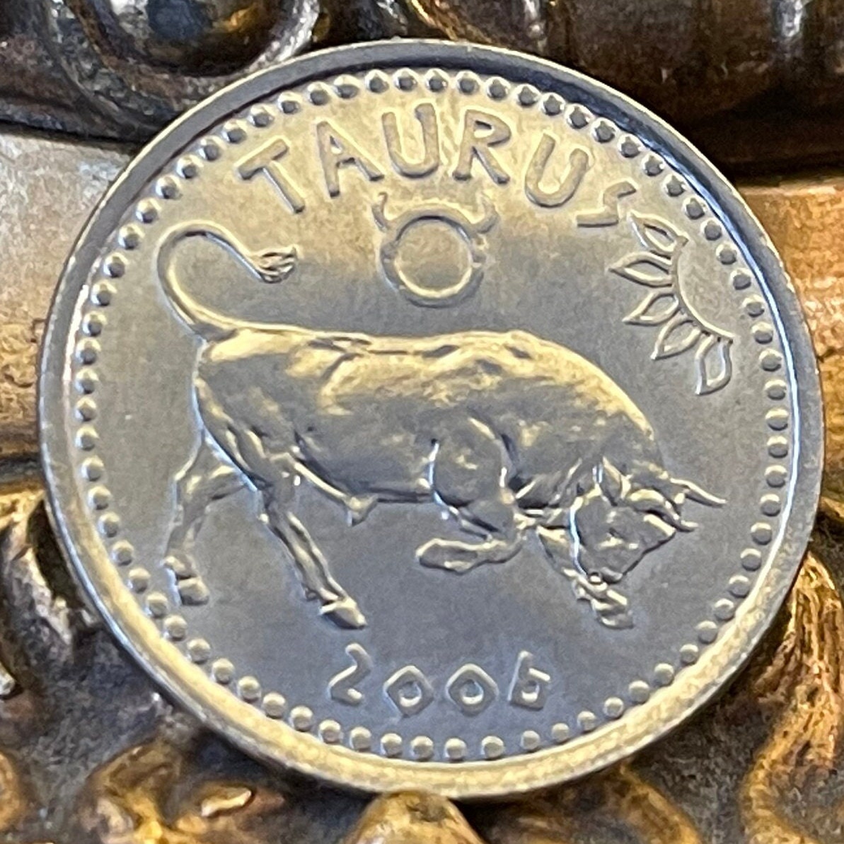 Taurus the Bull 10 Shillings Somaliland Authentic Coin Money for Jewelry and Craft Making (Zodiac Series) (Astrology) Bull of Heaven
