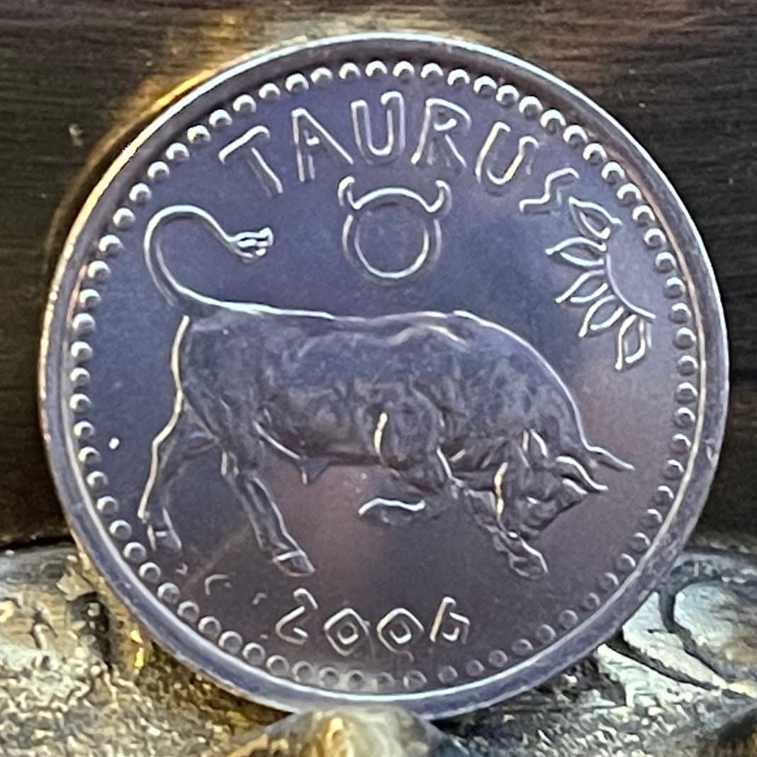 Taurus the Bull 10 Shillings Somaliland Authentic Coin Money for Jewelry and Craft Making (Zodiac Series) (Astrology) Bull of Heaven