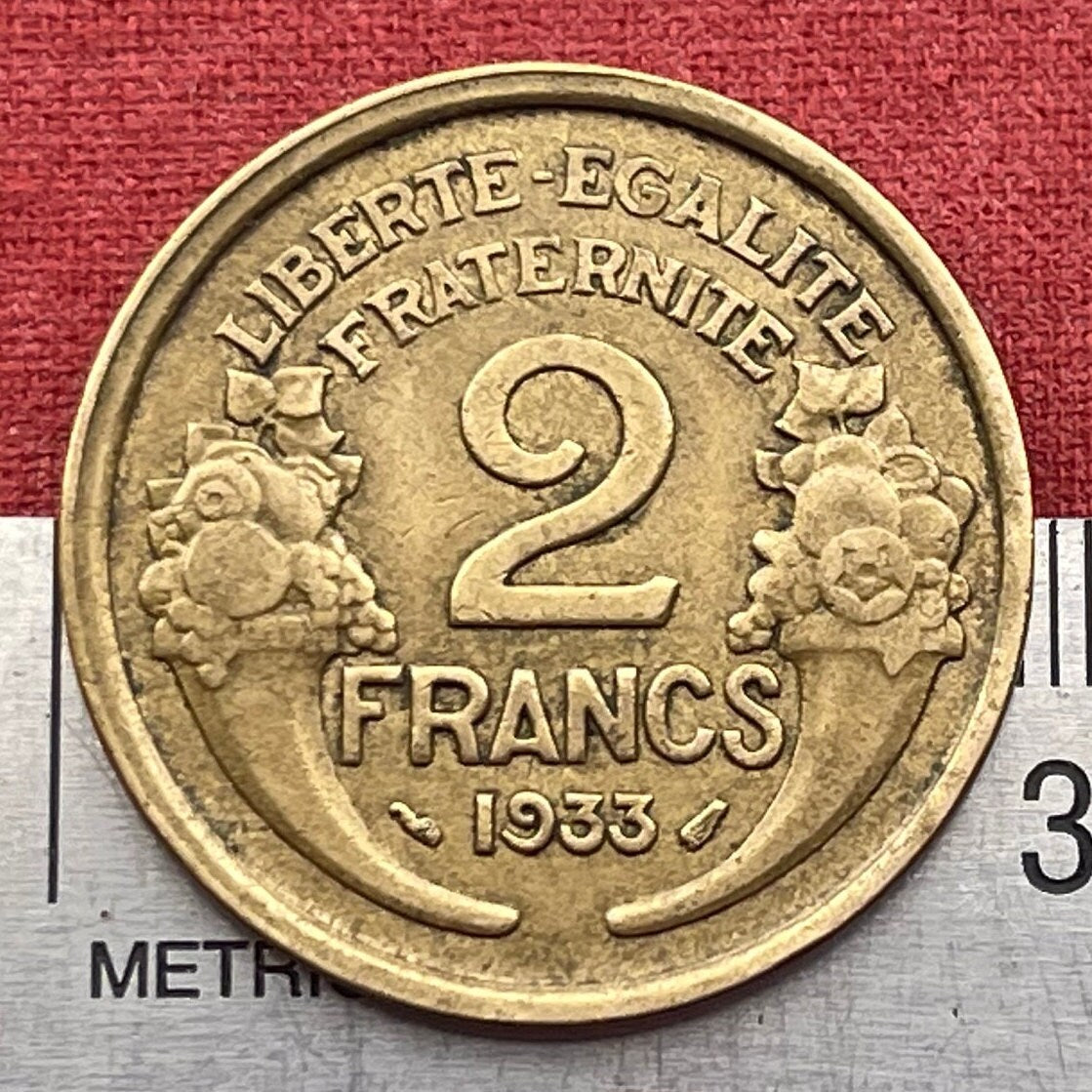 Marianne 2 Francs & Liberté, Égalité, Fraternité France Authentic Coin Money for Jewelry (Liberty Equality Brotherhood) (Third Republic)